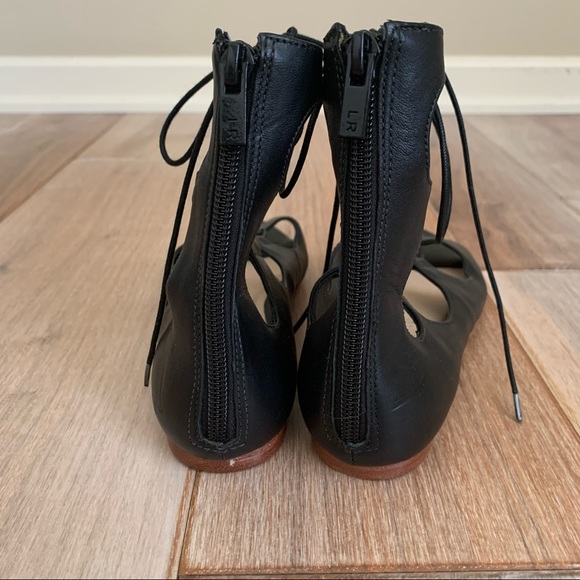 Loeffler Randall Dani Black Lace Up Flat Sandals - Picture 5 of 12